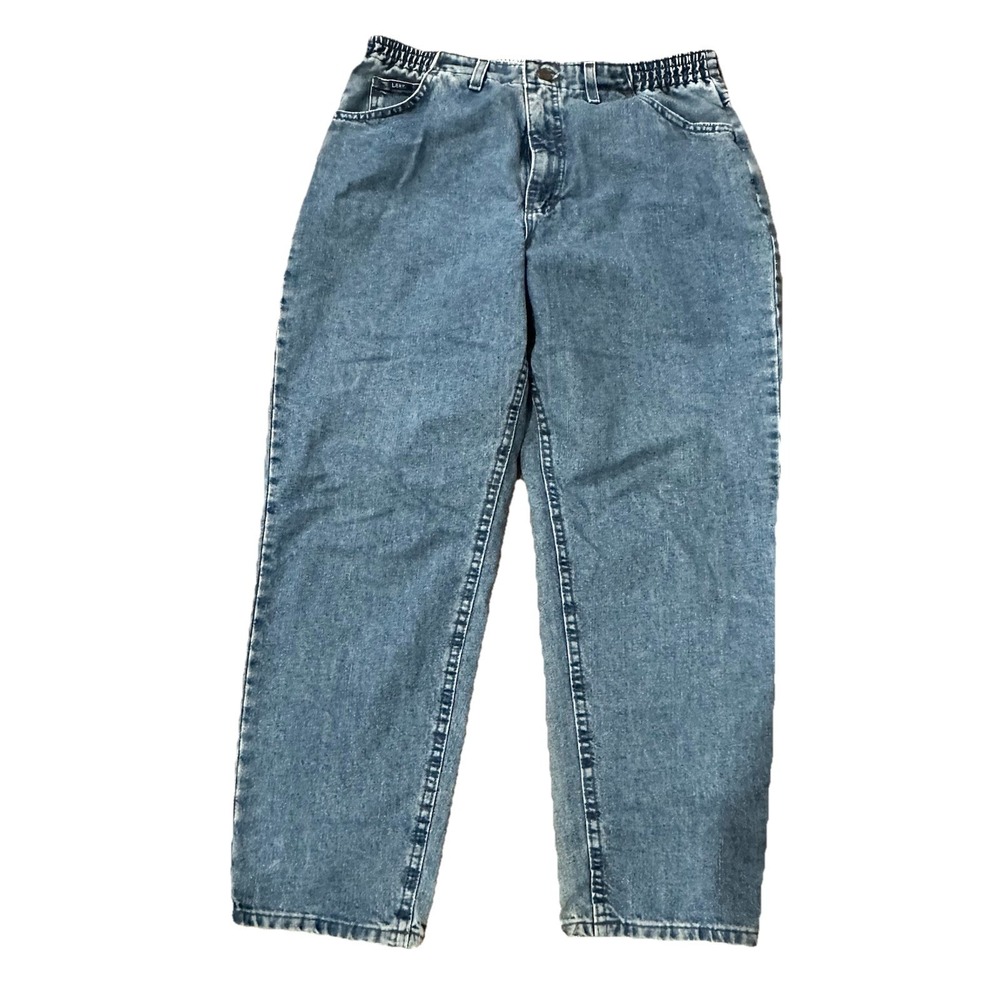 Vintage 90s Lee Jeans Women's Light Blue High Waist Tapered Denim Size 14P